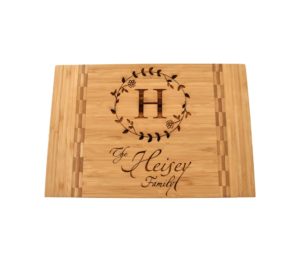 Engraved bamboo cutting board.