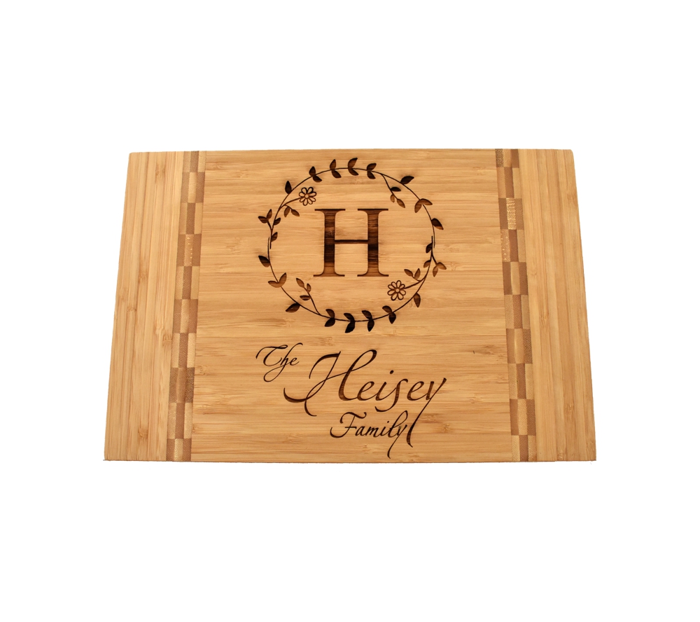 Family Monogram Custom Engraved Bamboo Cutting Board