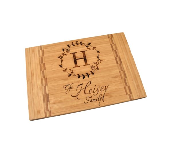 Engraved bamboo cutting board.