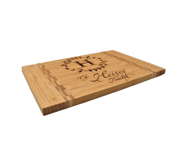 Engraved bamboo cutting board.