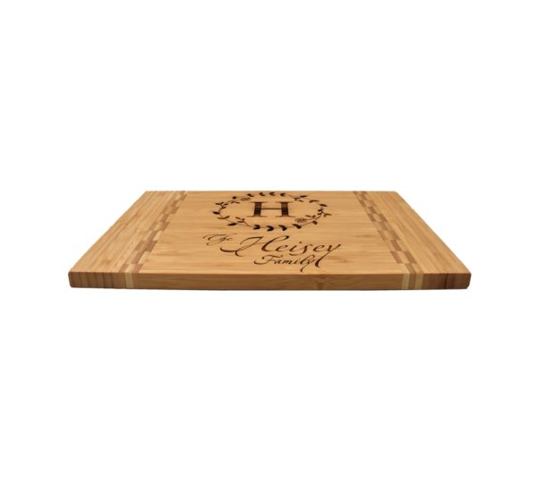 Engraved bamboo cutting board.