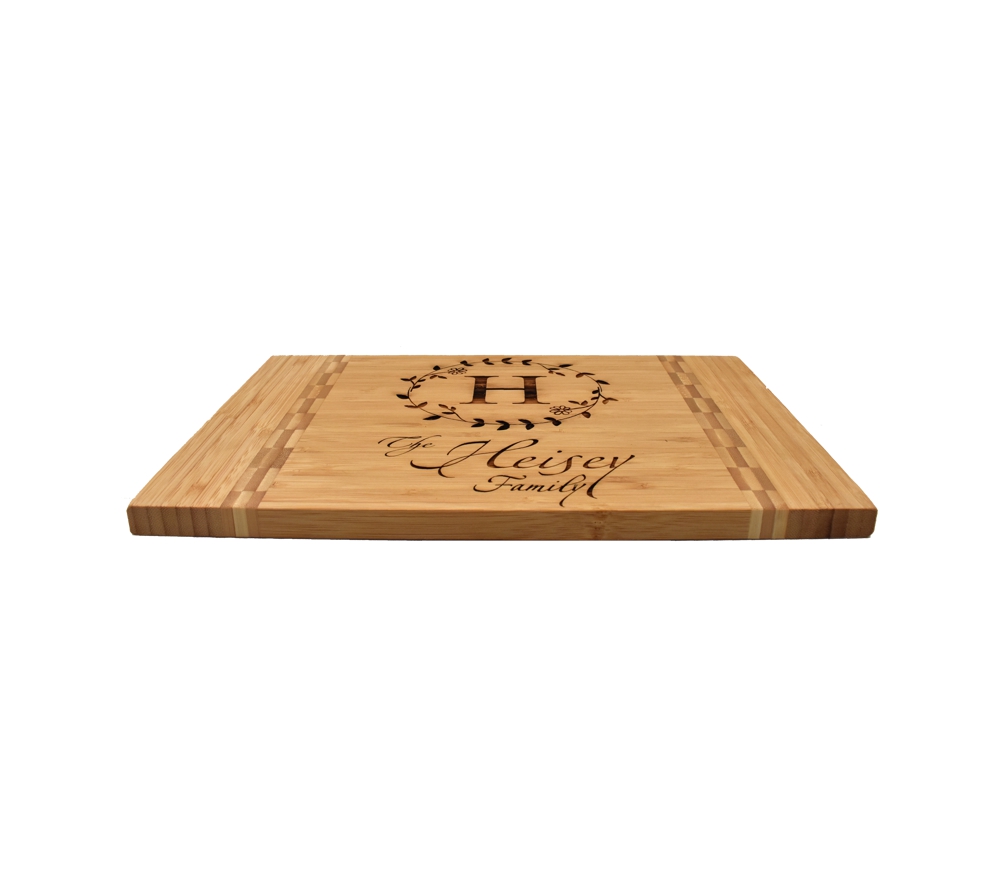 Family Monogram Custom Engraved Bamboo Cutting Board - Whitetail  Woodcrafters