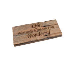 Engraved barnwood sign.