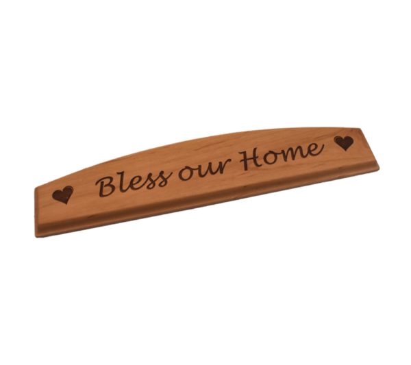 Engraved hardwood door topper sign.