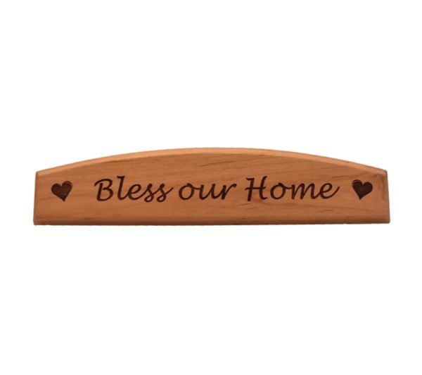 Engraved hardwood door topper sign.