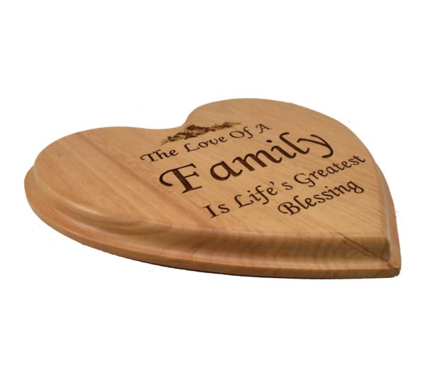 Engraved hardwood, heart shaped sign.