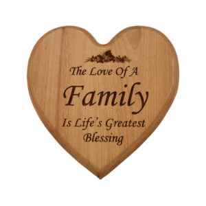 Engraved hardwood, heart shaped sign.