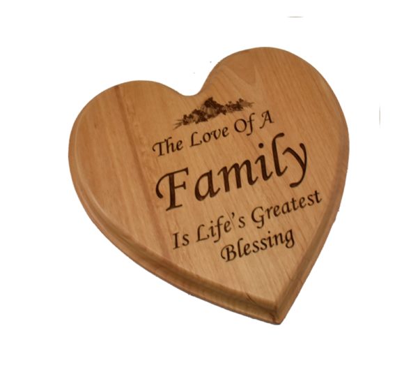 Engraved hardwood, heart shaped sign.