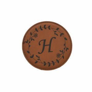 Engraved leather coaster.