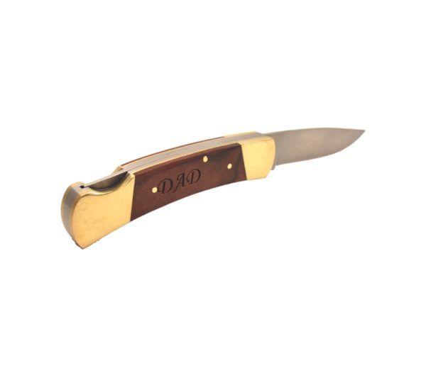 Engraved lockback pocket knife.