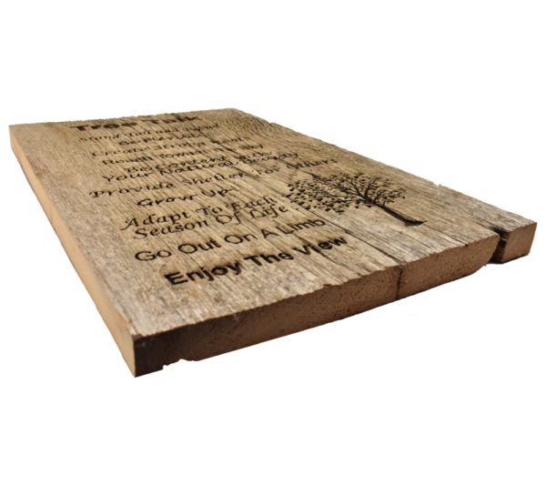 Custom engraved reclaimed barnwood sign.