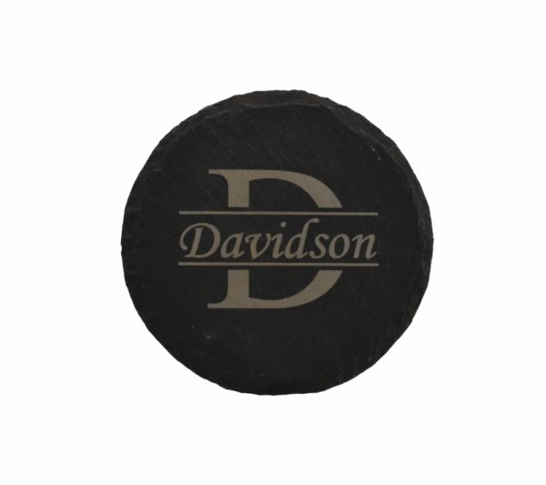 Engraved slate coaster.