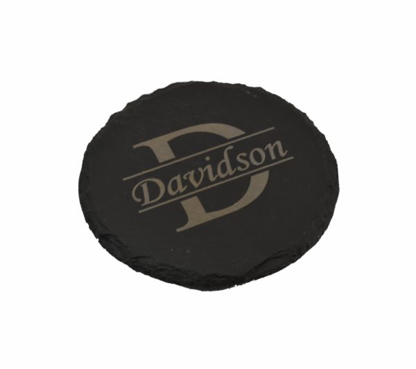 Engraved slate coaster.