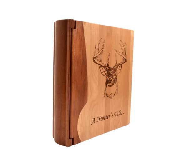 Personalized wooden photo album cover.