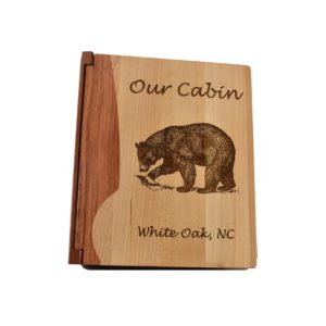 Personalized wooden photo album.