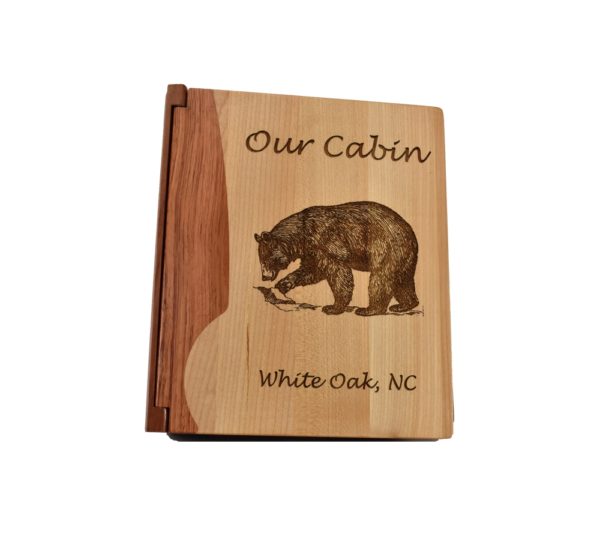 Personalized wooden photo album.