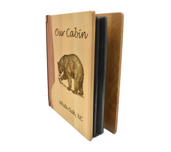 Personalized wooden photo album.