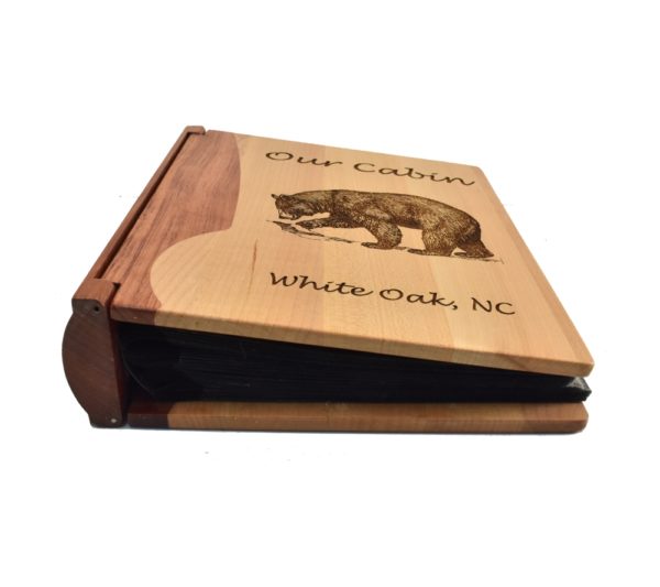 Personalized wooden photo album.