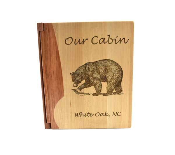 Personalized wooden photo album.