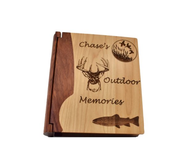 Personalized wooden photo album.