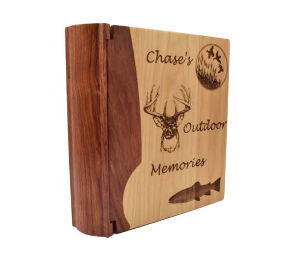 Personalized wooden photo album.