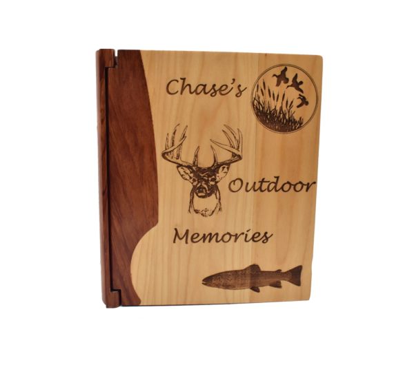 Personalized wooden photo album.