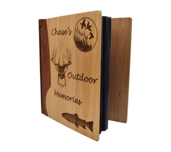 Personalized wooden photo album.