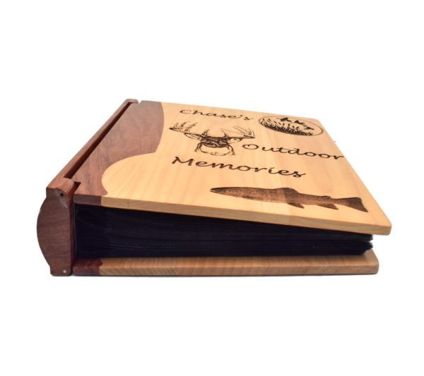 Personalized wooden photo album.