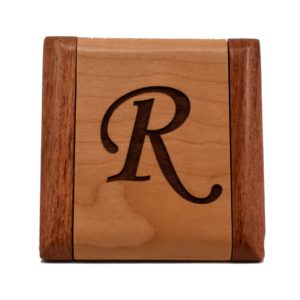 Custom engraved wooden compact mirror.