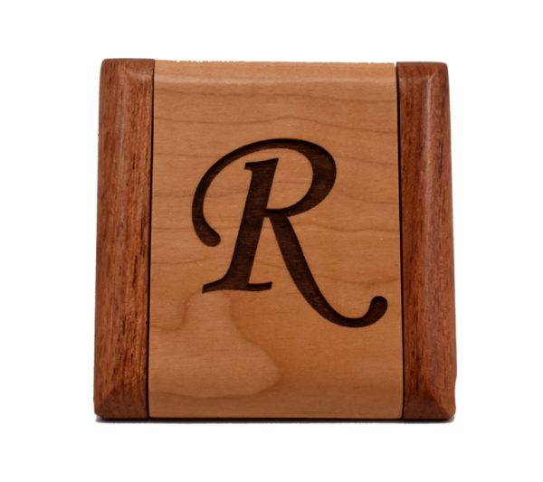 Custom engraved wooden compact mirror.