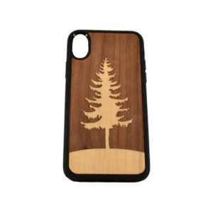 Custom engraved wooden phone case for the iPhone X.