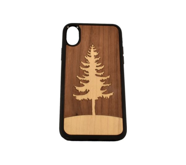 Custom engraved wooden phone case for the iPhone X.