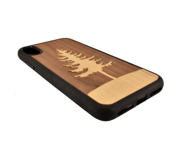 Custom engraved wooden phone case for the iPhone X.