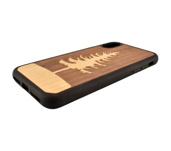 Custom engraved wooden phone case for the iPhone X.