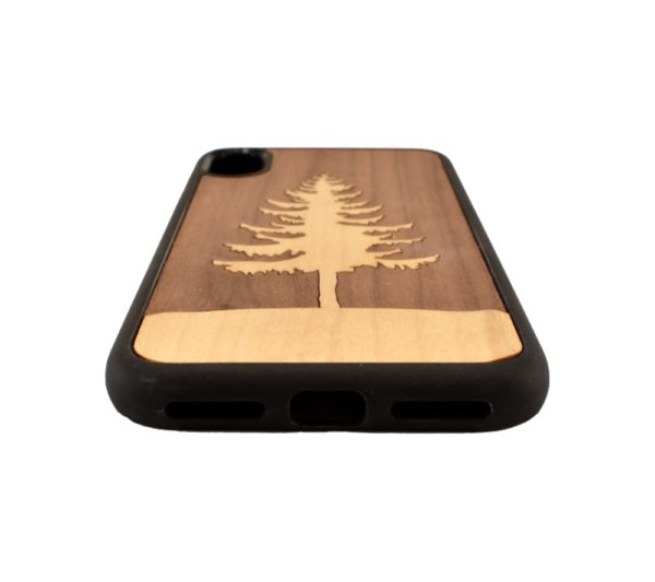 Custom engraved wooden phone case for the iPhone X.