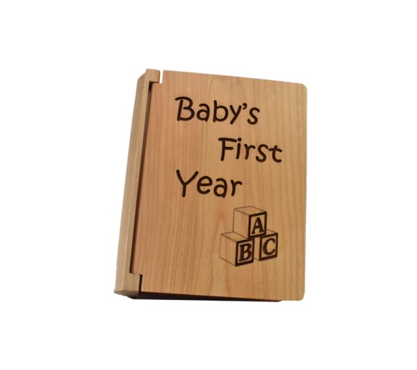 Personalized three ring wooden photo album.