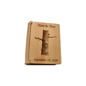 Personalized three ring wooden photo album.