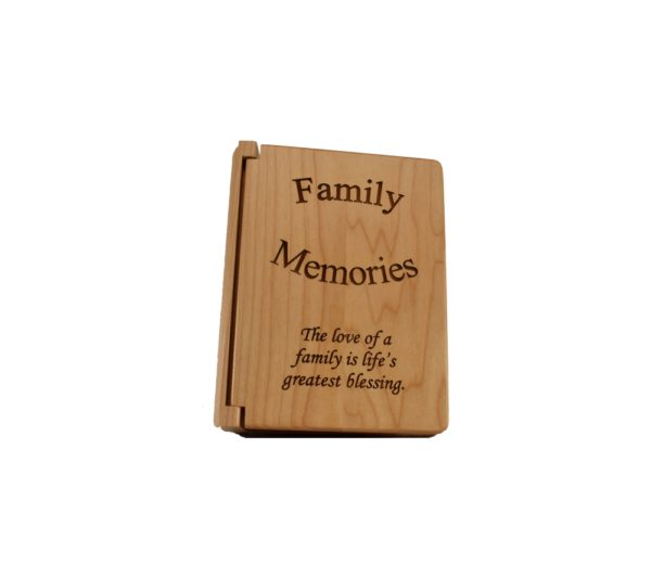 Personalized three ring wooden photo album.