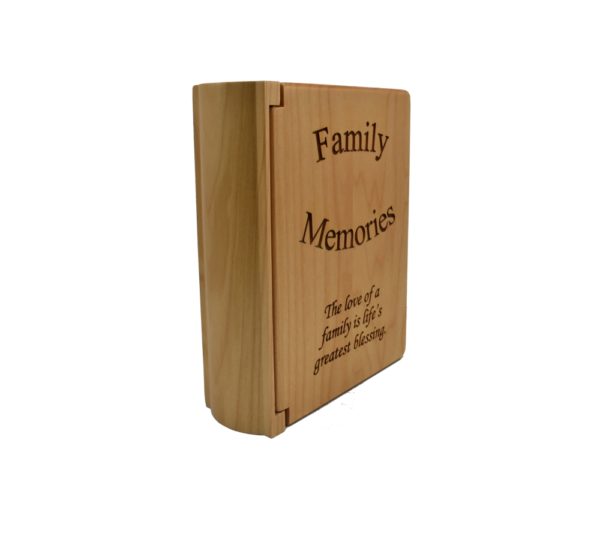 Personalized three ring wooden photo album.