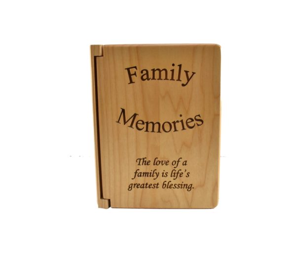 Personalized three ring wooden photo album.