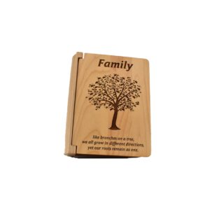 Personalized three ring wooden photo album.