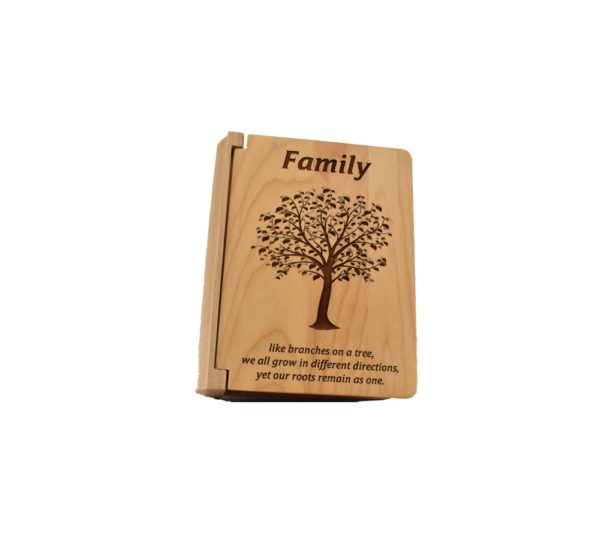 Personalized three ring wooden photo album.