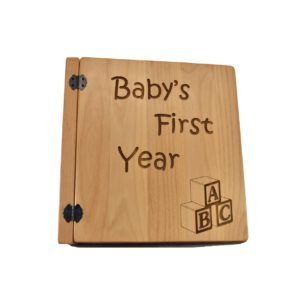 Personalized three ring wooden photo album.