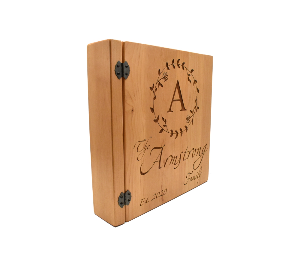 Family Monogram Personalized Wood Photo Album- Large - Whitetail