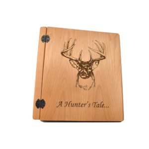 Custom engraved three ring photo album.