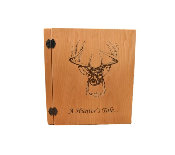 Custom engraved three ring photo album.