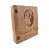 Custom engraved wooden photo album cover.