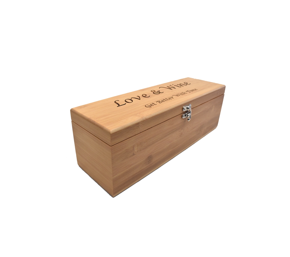 Custom Engraved Wine & Wood Box Gift Set