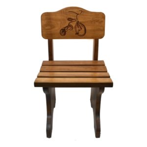 Wooden children's chair with a custom engraved image.
