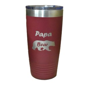 Custom engraved metal travel mug.